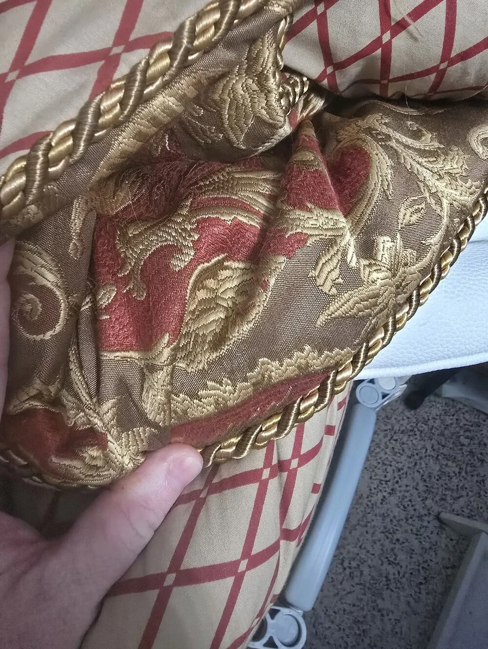 Austin Horn Botticelli Jacquard Comforter Set in Red and Gold